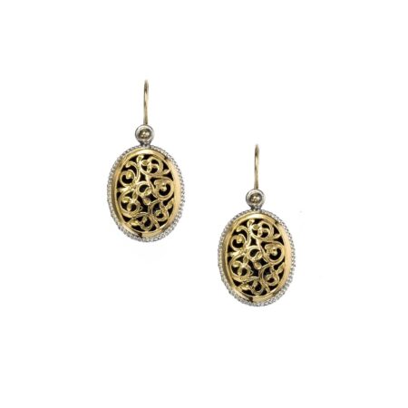 Garden shadows oval earrings in 18K Gold and Sterling Silver