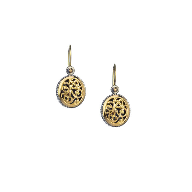 Garden shadows small oval earrings in 18K Gold and Sterling Silver
