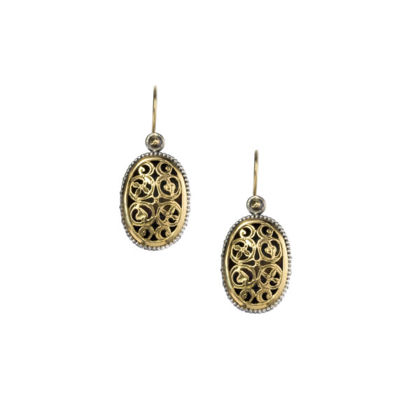Garden shadows medium oval earrings in 18K Gold and Sterling Silver