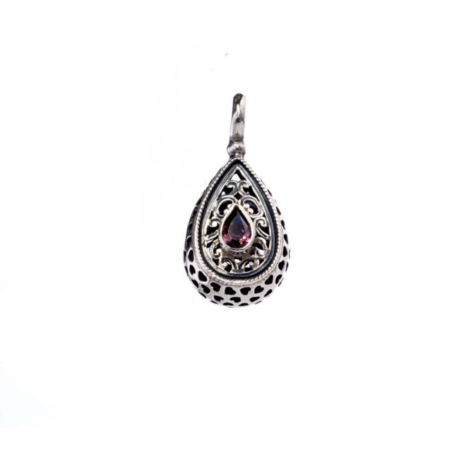 Garden Shadows small Drop Pendant in Sterling Silver with Cubic zirconia