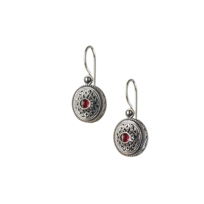 Garden Shadows small Oval earrings in Sterling Silver with Gemstones