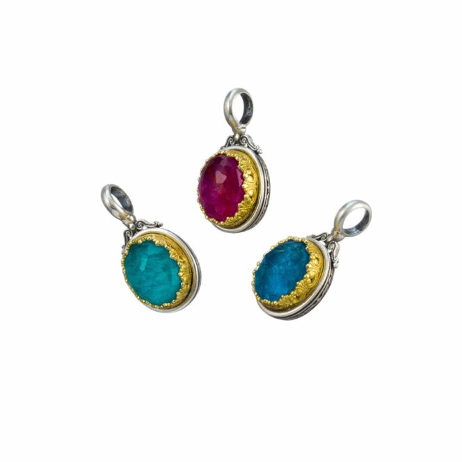 Iris pendant in Sterling Silver with Gold Plated Parts