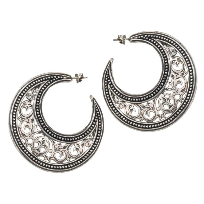 Garden Shadows big Hoops Earrings in Sterling Silver - Image 2
