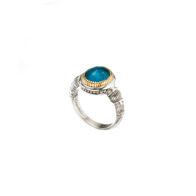 Ariadne ring in 18K Gold and Sterling Silver with doublet stone - Image 2