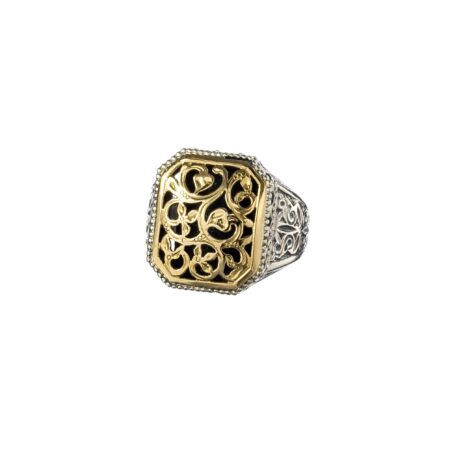 Garden shadows polygon ring in 18K Gold and Sterling Silver