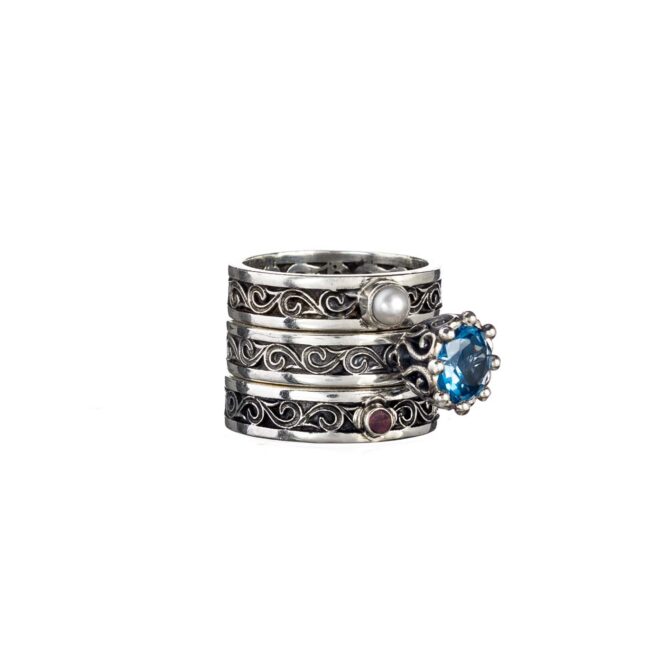 Ring in Sterling Silver with blue cubic zirconia - Image 2