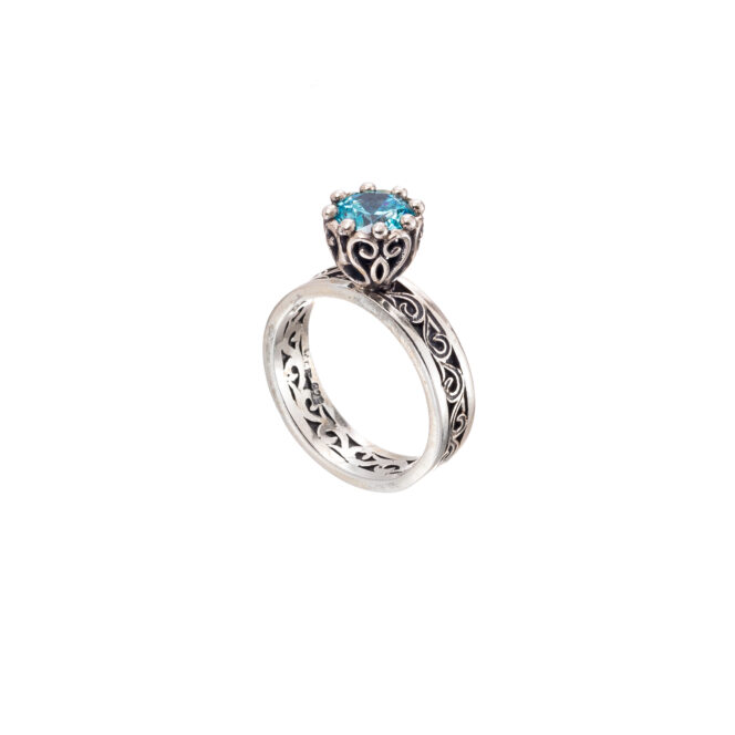 Ring in Sterling Silver with blue cubic zirconia