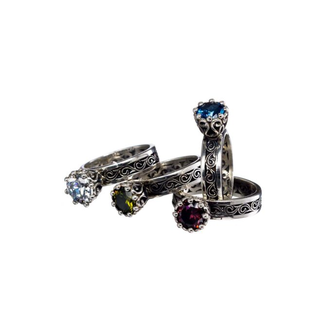 Ring in Sterling Silver with blue cubic zirconia - Image 3
