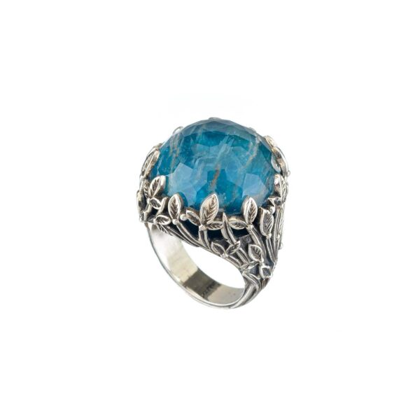 Cyclamin Round Ring in Sterling Silver with Doublet Gemstone - Image 2