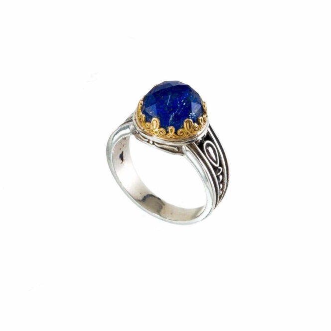 Aegean colors round ring in 18K Gold and Sterling Silver with doublet stone - Image 3