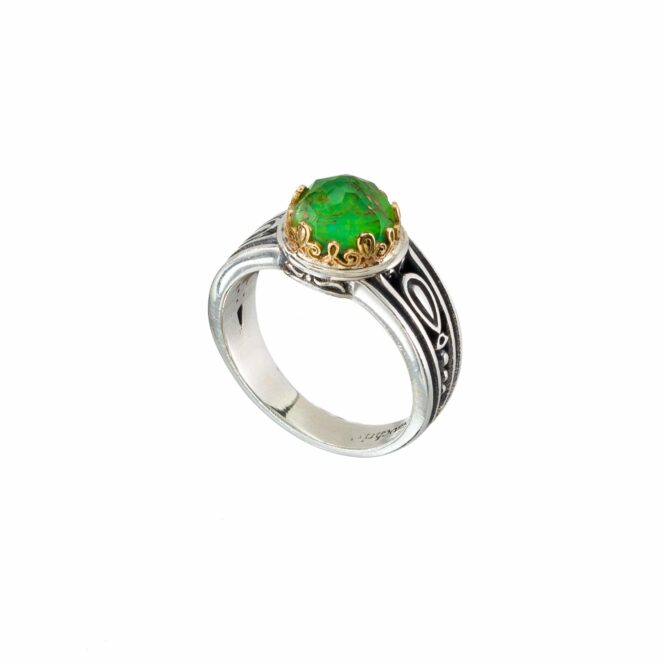 Aegean colors small round ring in 18K Gold and Sterling Silver with doublet stone - Image 4