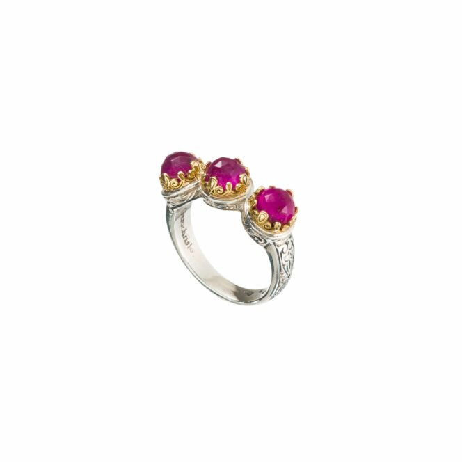 Aegean colors ring in 18K Gold and Sterling Silver with doublet stones