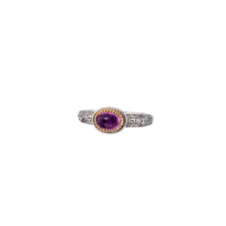 Ariadne small oval ring in 18K Gold and Sterling Silver with pink tourmaline