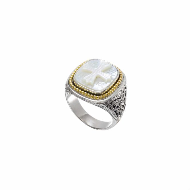 Symbol ring with signet stone in 18K Gold and Sterling Silver - Image 2