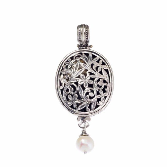 Garden Shadows Big Oval Pendant in Sterling Silver