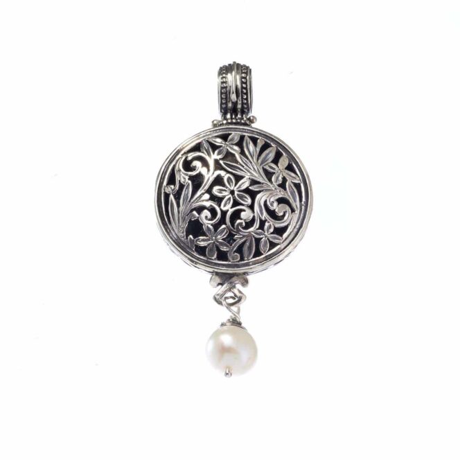 Garden Shadows Round Pendant in Sterling Silver