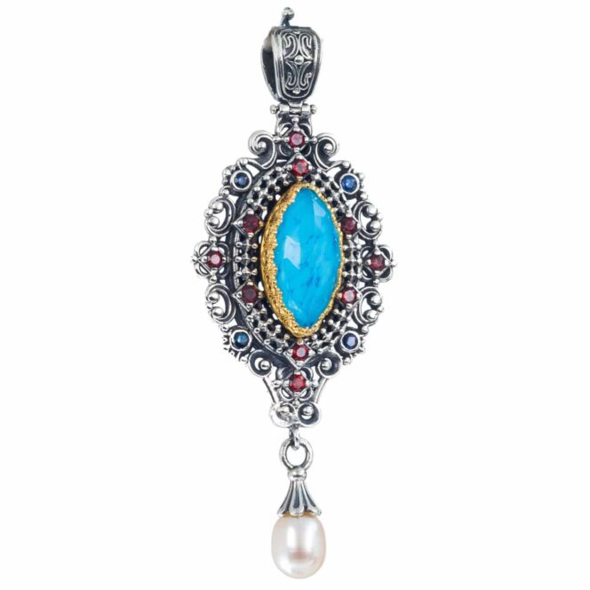 Iris pendant in Sterling Silver with Gold Plated Parts - Image 2