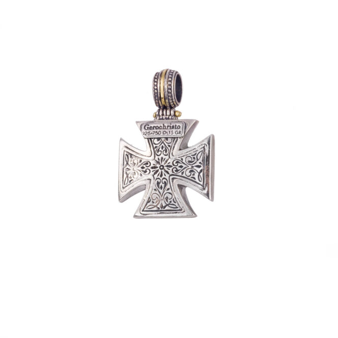 Maltese Patmos cross in Sterling Silver with 18K Gold - Image 2