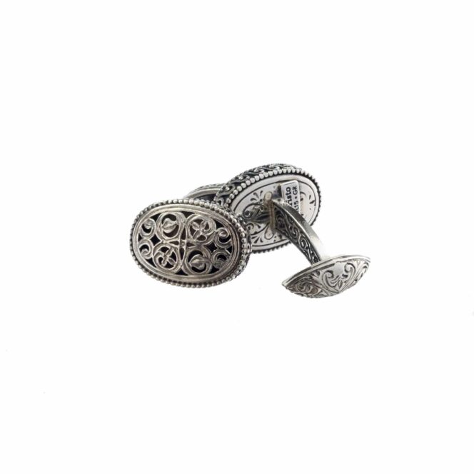 Garden Shadows Medium Oval Cufflinks in Sterling Silver