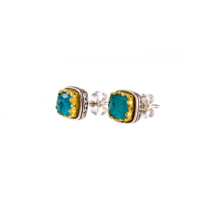 Iris stud earrings in Sterling Silver with Gold plated parts - Image 8
