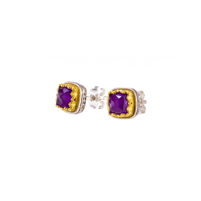 Iris stud earrings in Sterling Silver with Gold plated parts - Image 7