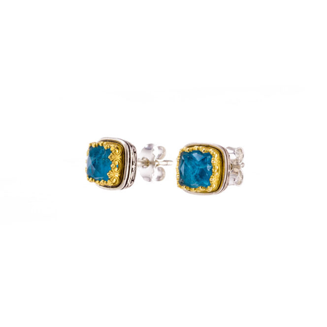 Iris stud earrings in Sterling Silver with Gold plated parts - Image 6