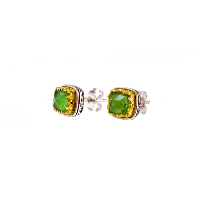 Iris stud earrings in Sterling Silver with Gold plated parts - Image 5