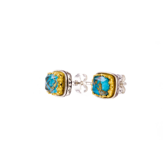 Iris stud earrings in Sterling Silver with Gold plated parts - Image 2