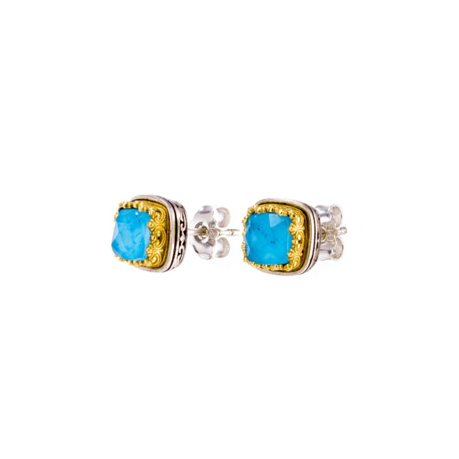Iris stud earrings in Sterling Silver with Gold plated parts - Image 9