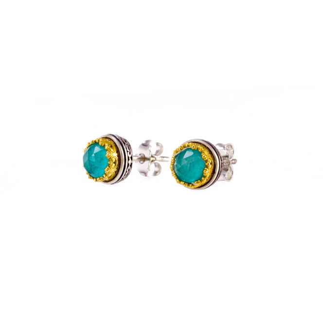 Iris stud earrings in Sterling Silver with Gold plated parts - Image 8