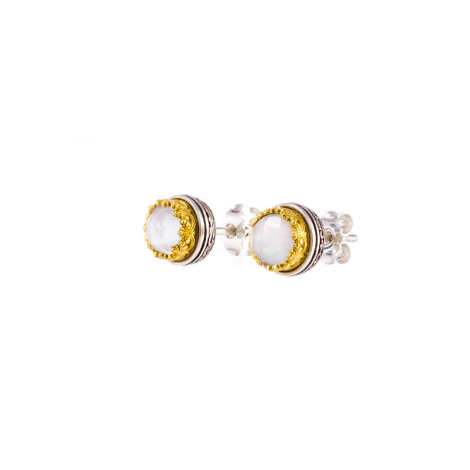 Iris stud earrings in Sterling Silver with Gold plated parts - Image 4