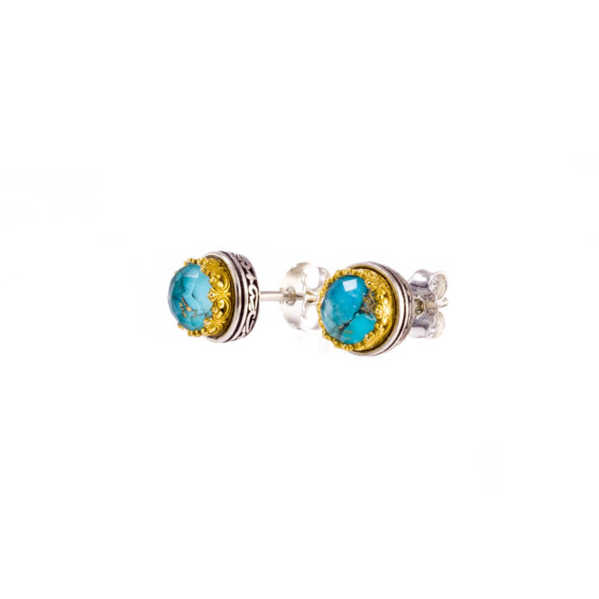 Iris stud earrings in Sterling Silver with Gold plated parts - Image 9