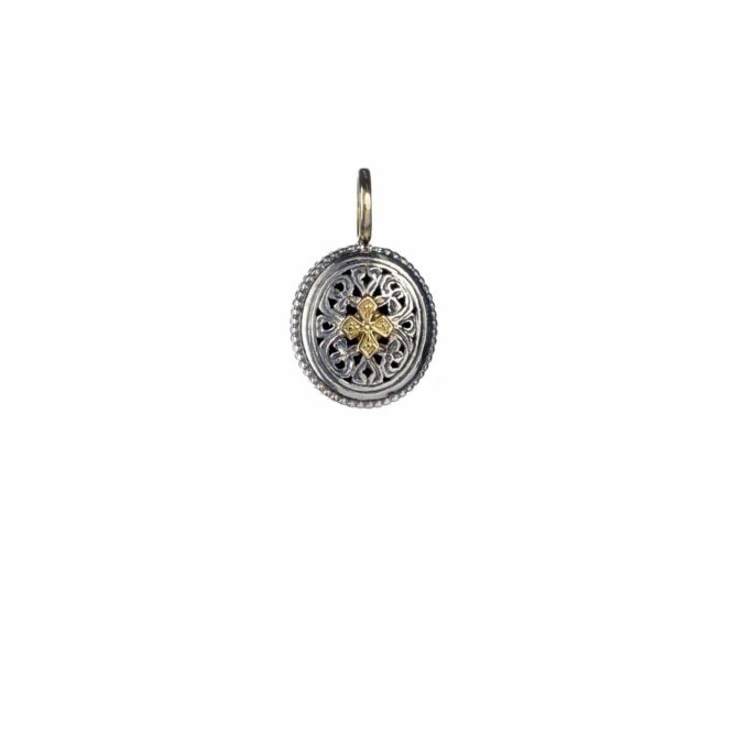 Garden shadows small oval pendant in 18K Gold and Sterling Silver