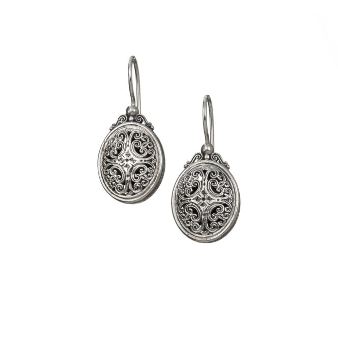 Mediterranean small Oval Earrings in Sterling Silver