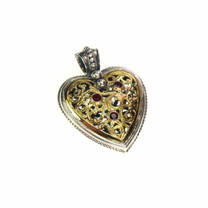Garden Shadows medium Heart pendant in 18K Gold and Sterling Silver