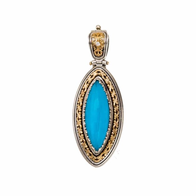 Iris marquise pendant in 18K Gold and Sterling Silver