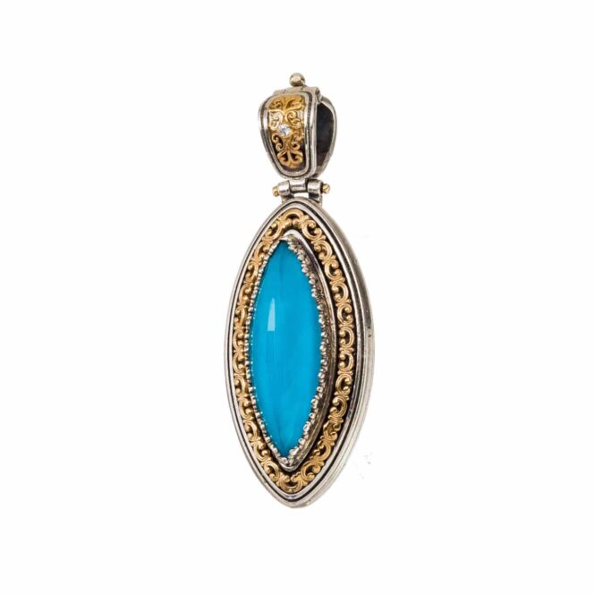 Iris marquise pendant in 18K Gold and Sterling Silver - Image 2