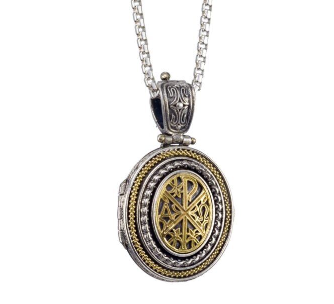 Locket pendant in 18K Gold and Sterling Silver