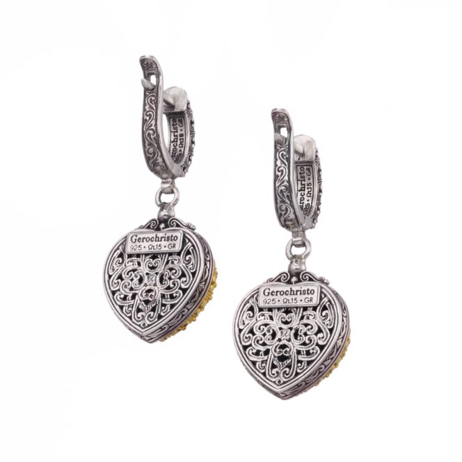 Iris hearts earrings in Sterling Silver with Gold Plated Parts - Image 2