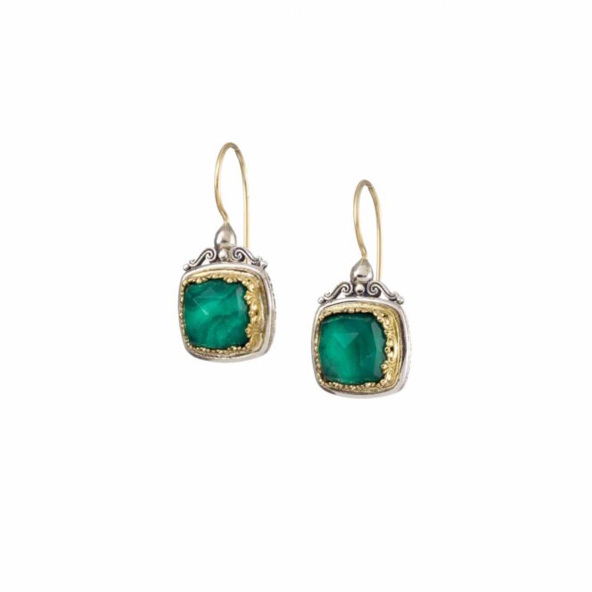Iris small square earrings in 18K Gold and  Sterling silver with doublet stones