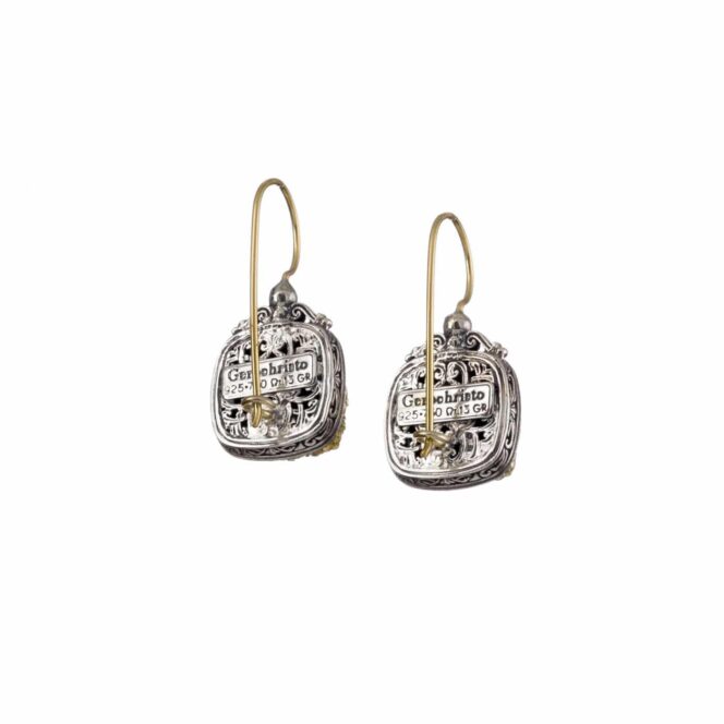 Iris square earrings in 18K Gold and Sterling silver with doublet stones - Image 2