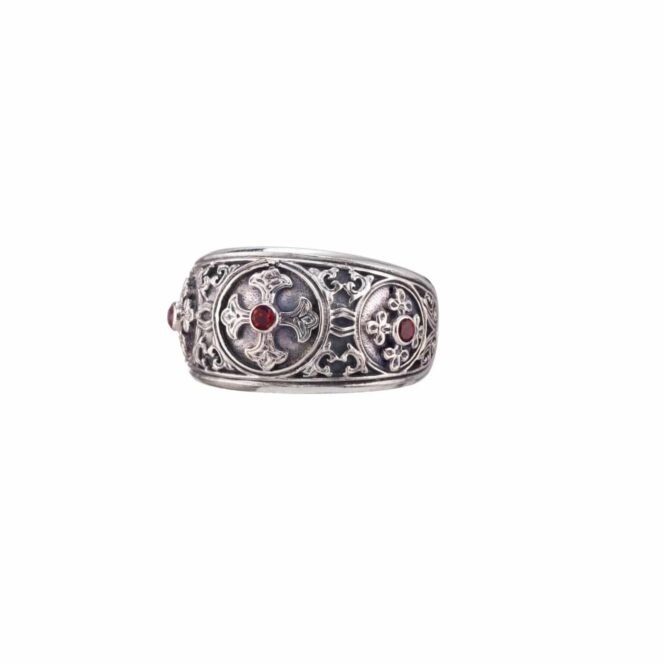 Symbol Ring in Sterling Silver with garnet