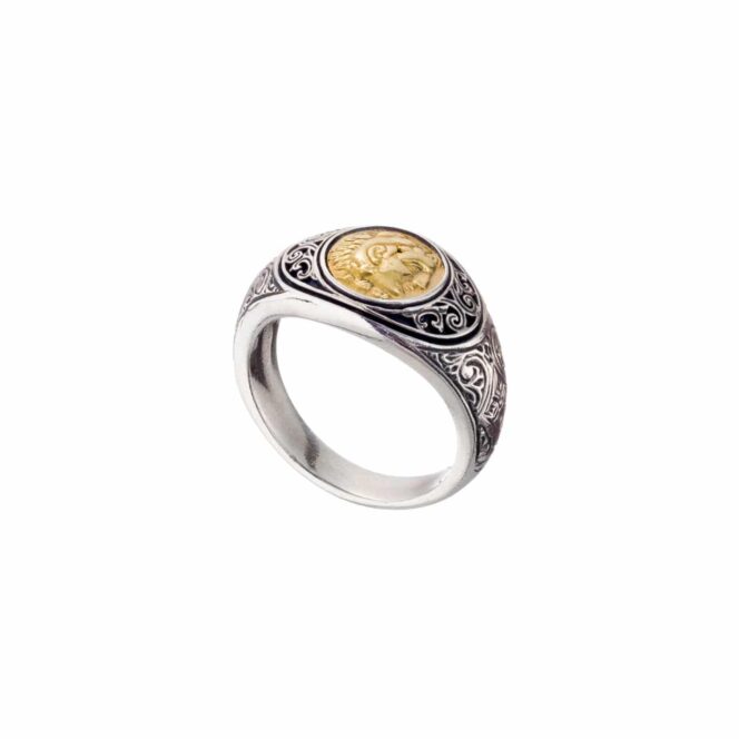 Symbol Ring in 18K Gold and Sterling Silver with Alexander the Great - Image 2