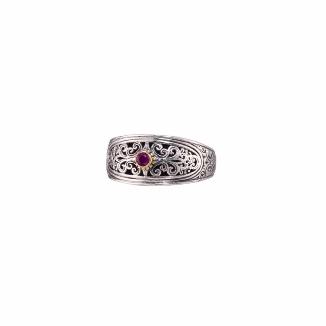 Mediterranean Ring in 18K Gold and Sterling Silver with Ruby - Image 2