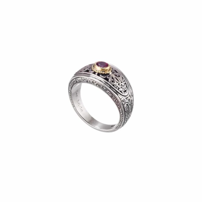 Mediterranean Ring in 18K Gold and Sterling Silver with Gemstone
