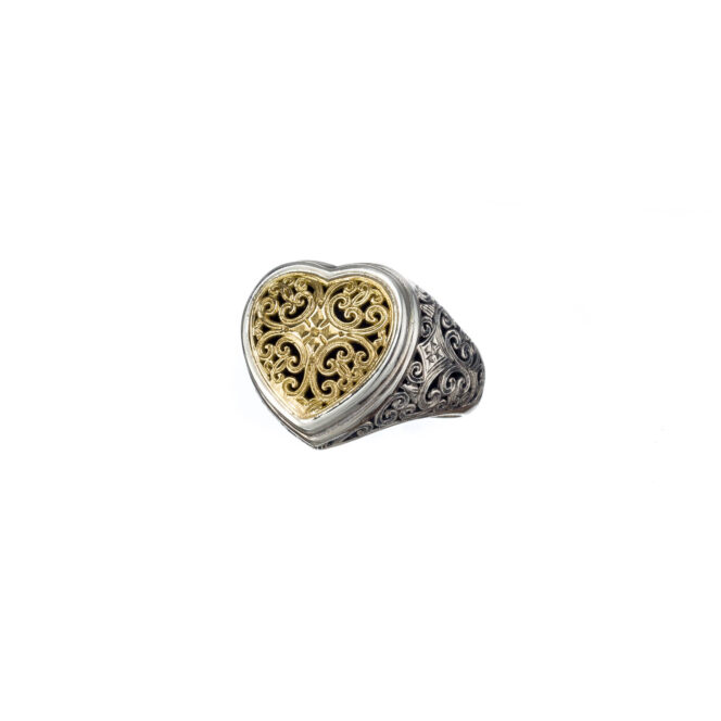 Mediterranean Ηeart Ring in 18K Gold and Sterling Silver - Image 3