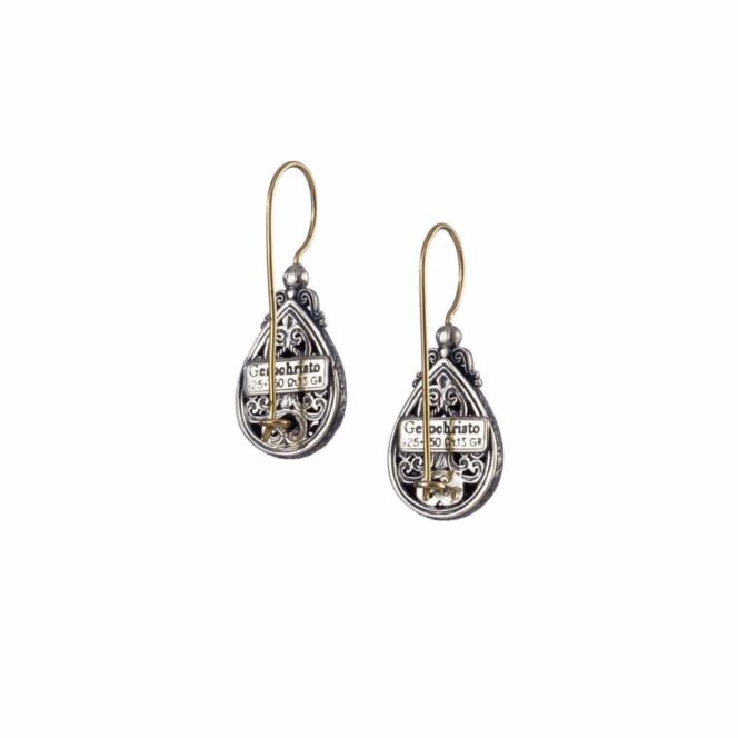 Mediterranean drop earrings in 18K Gold and Sterling silver with ruby - Image 3