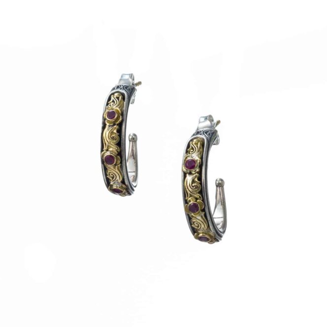 Nefeli hoops earrings in 18K Gold and sterling silver with rubies