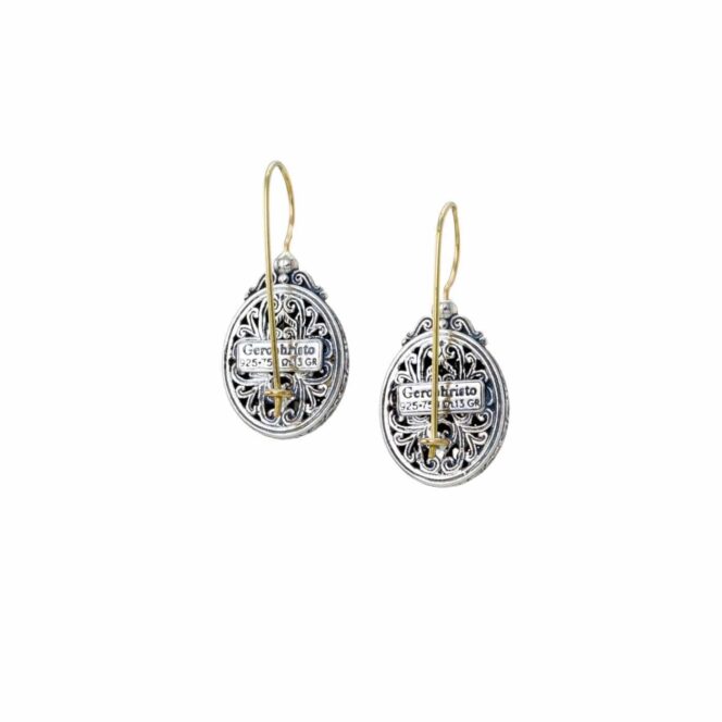 Mediterranean oval earrings in 18K Gold and Sterling Silver with blue topaz - Image 2