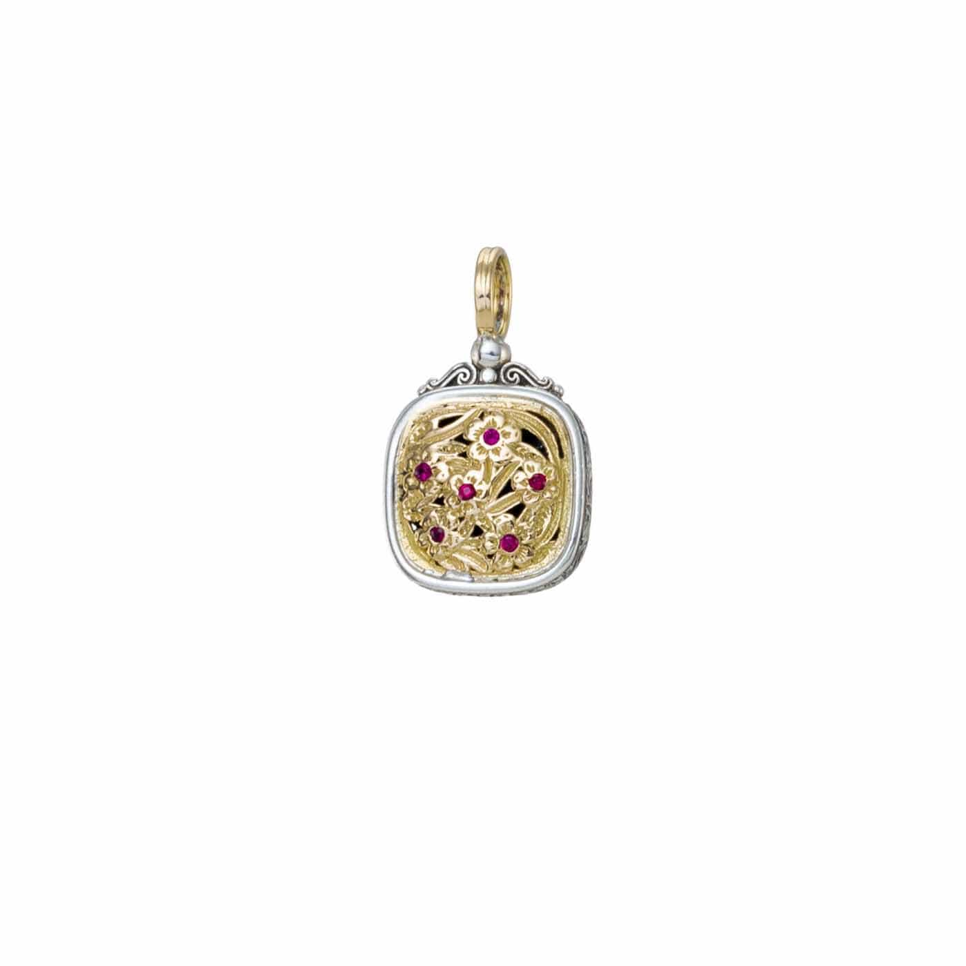 Harmony pendant in 18K Gold and Sterling silver with rubies